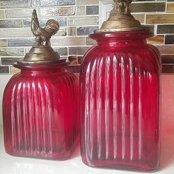 Vintage Red Canisters
