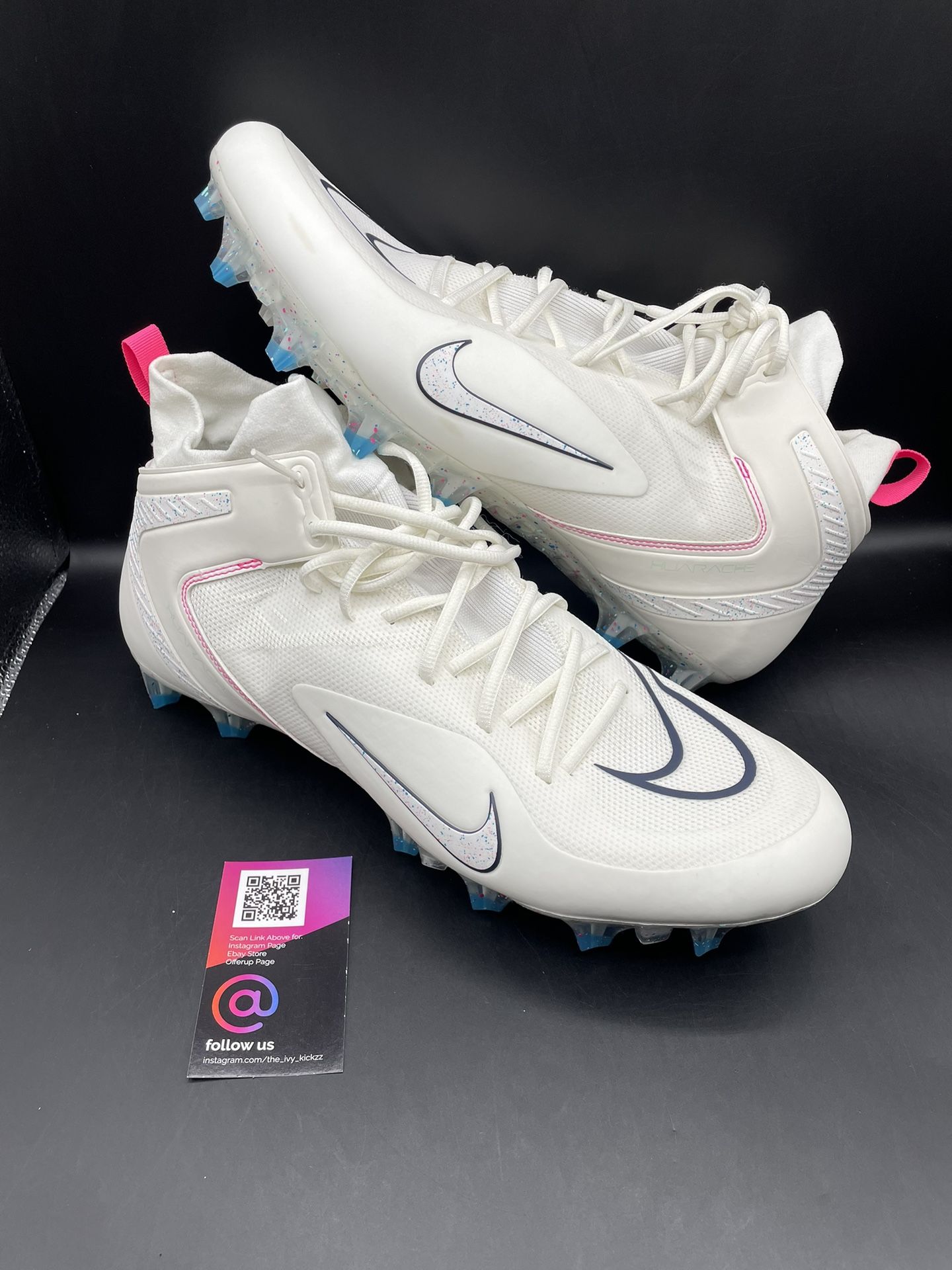 New Nike Alpha Huarache Elite Lacrosse Football Cleats Sail Mens