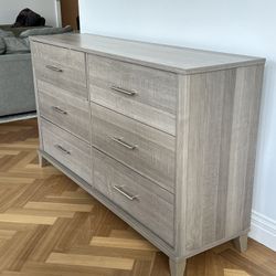 Grey Wood 6 Drawer Dresser