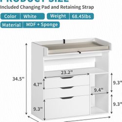 Baby Changing Table dresser 3 Drawers & 3 Storage 