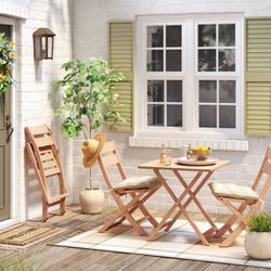 4pc Mahogany FSC Wood Folding Bistro Set