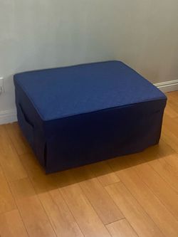 Navy Blue Upholstered Ottoman