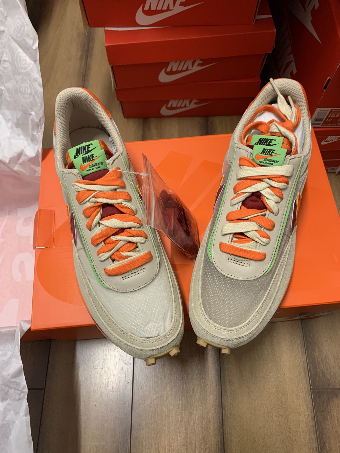 Nike LD Waffle Sacai Clot Net Orange Blaze