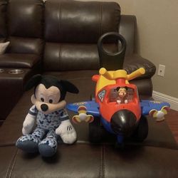 Kiddieland Disney Mickey Mouse Clubhouse Plane Light and Sound Activity Ride-On and Mickey Plush