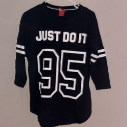 Black And White Nike Just Do It 3/4 Sleeve