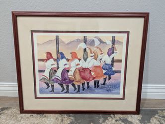 Collectible Vintage 
Kay McCarty Watercolor Print Limited Edition Signed & Titled RUSSIAN DANCERS Sitka Alaska Framed Art 21"x 17"