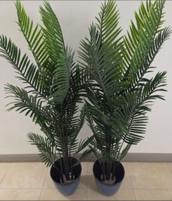 *** JUST REDUCED *** PAIR of 72" Faux Areca Palms in 13" (Diameter) Blue Planters (2 for $110) @ Lasting Creations