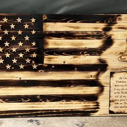 Rustic Bull Riding Wooden Flag 