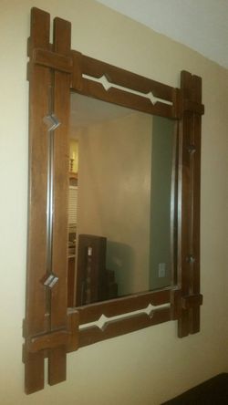 Huge antique mahogany wood mirror
