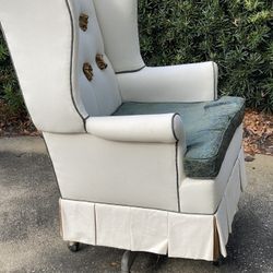 Large Wing Back Chair With Rolling Base - Desk Chair