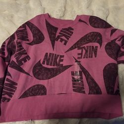 Nike Icon Clash Sweatshirt Womens 1x Pink Cropped Pullover Sweater Sportswear
