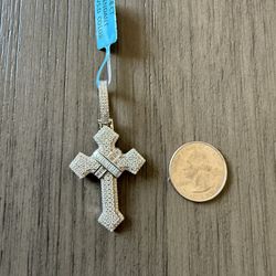 925 Sterling Silver With Moissanite Cross Pendant 