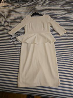 Calvin Klein White Peplum Midi Dress