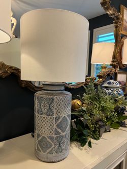Beautiful blue gray tile lamp