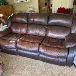 Leather Double Recliner Couch