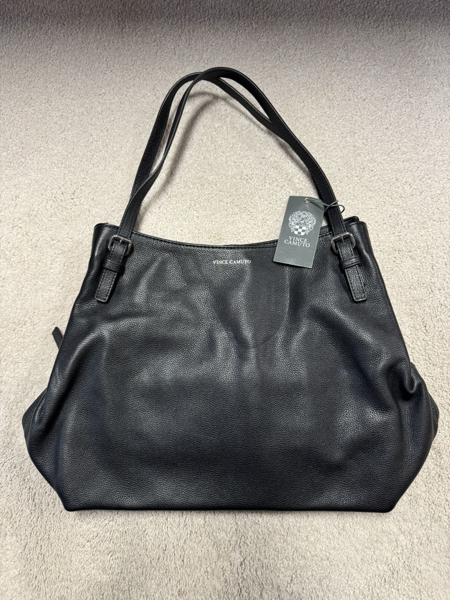 Vince Camuto Black Leather Erie Tote Purse Bag NWT