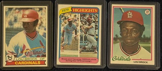 Lou Brock Vintage Topps Card Lot – Cardinals HOF – 1979 & 1980