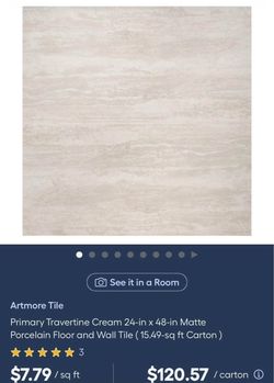 Travertine Cream 24 in x 48 in Matte Porcelain Floor and Wall Tile