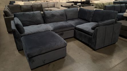 Blue velvet cloud deep-seated couch