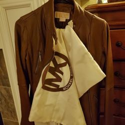 Michael KORS 100 % Leather  S/P Brown Jacket Women