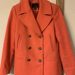 Gorgeous Coral Italian Wool Pea Coat - Banana Republic - Size XS