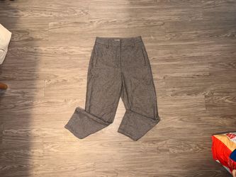 Wilfred Aritiza High Rise Crop Pleated Trousers Grey Herringbone Tweed Wmn Sz 6