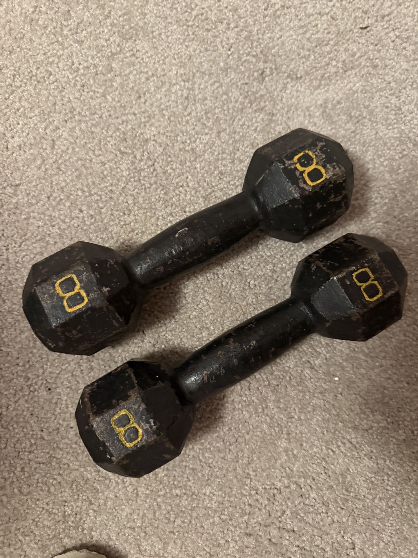 Rare Vintage Set of 8lb Dumbbells