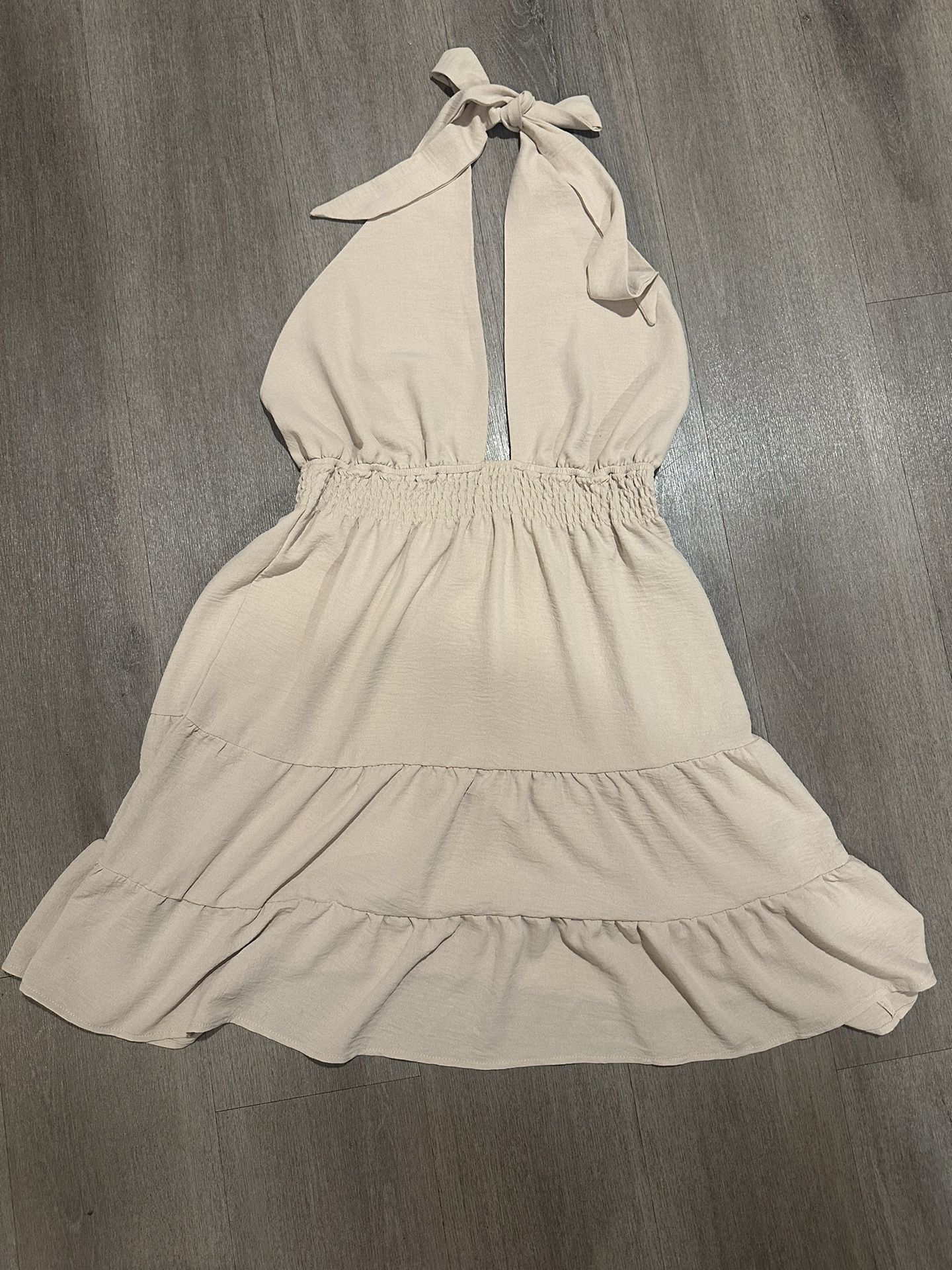 Chic Halter Neck Dress in Beige