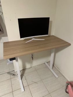 Beige Desk With Monitor