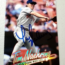 Autographed, 1997 Ultra Baseball Card #16 Tim Naehring,Boston Red Sox
