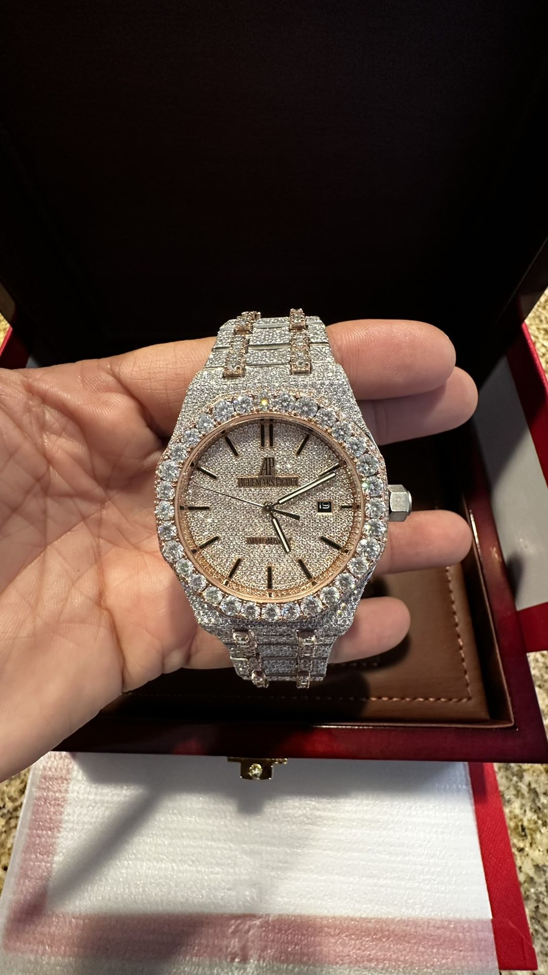 AP Royal Oak Iced Out Custom Two Tone Rose Gold Watch