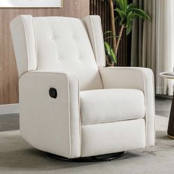 Recliner Swivel Glider Nursery Chair White