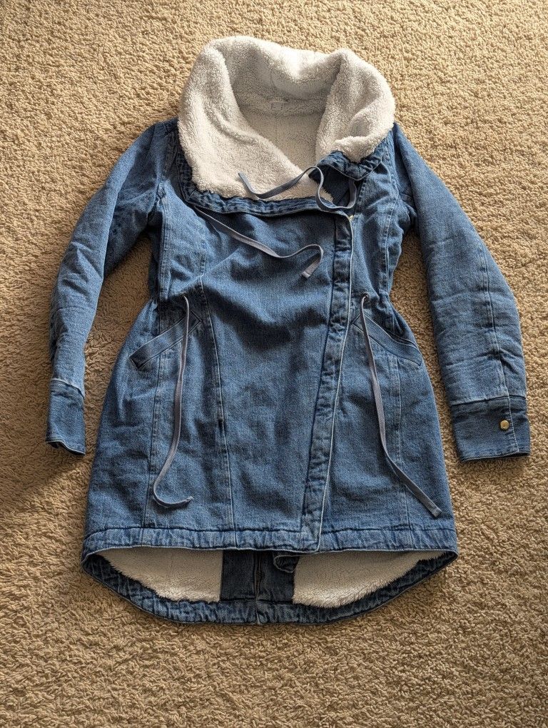 Women's Sherpa Lined Denim Coat Size XS