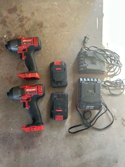 2 Bauer Impact Drivers with chargers and batteries