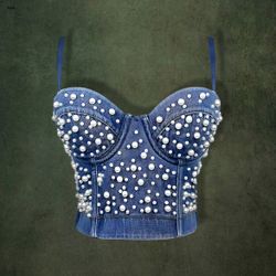 Handcrafted Denim Corset Top