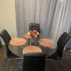 Glass Dinner Table With 4 Chairs 