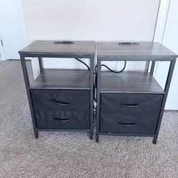 Set of nighstands with storage and built in USB and electric outlets