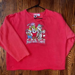Disney Cropped Sweatshirt – Vintage Style Dwarfs Graphic (L)