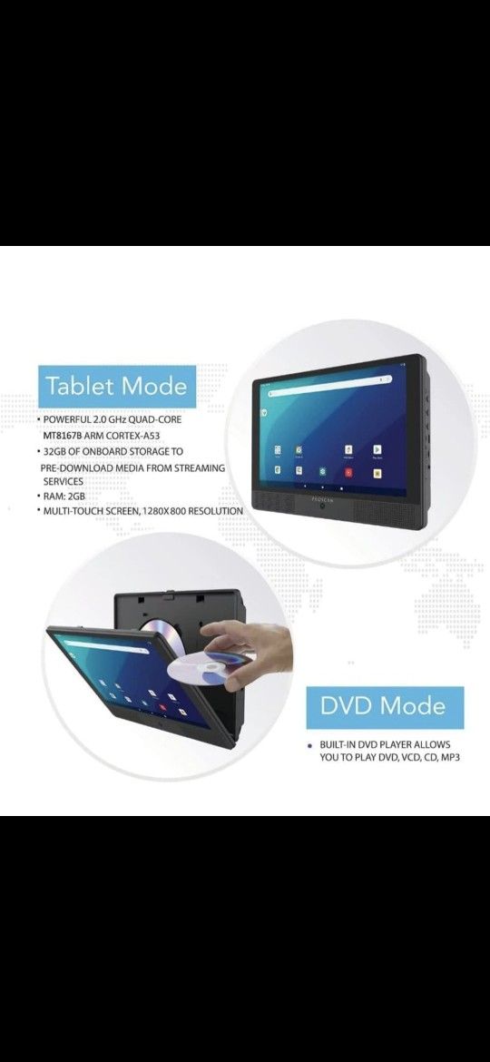 Proscan Elite 10.1" Quad Core Tablet/Portable DVD Combo 2GB/32GB w/ HDMI Port An