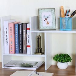 Adjustable Wooden Desktop Bookshelf White
