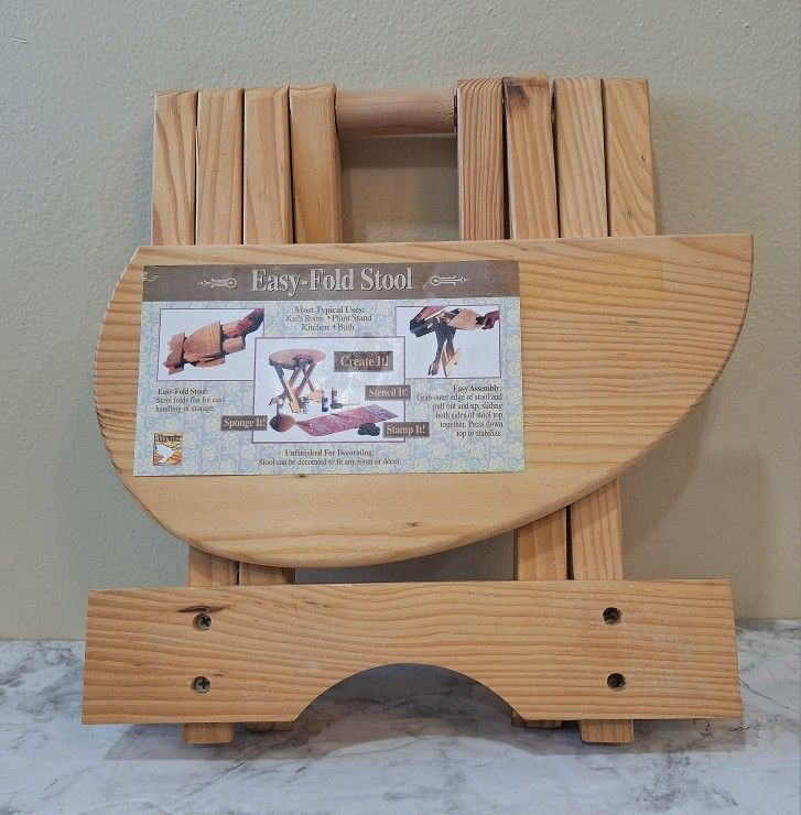 WOODEN EASY-FOLD STOOL - UNFINISHED & READY TO CUSTOMIZE