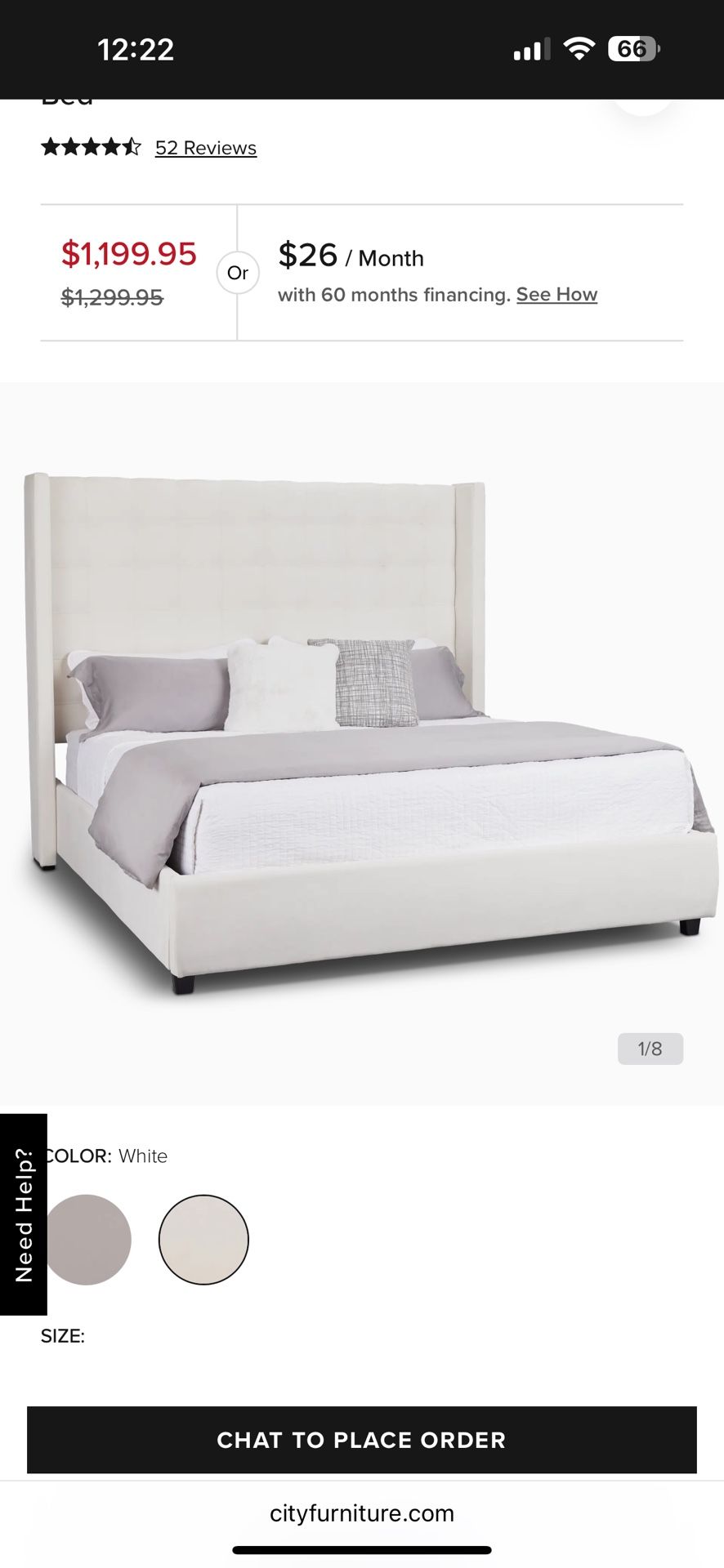 King Bed Frame - Off White