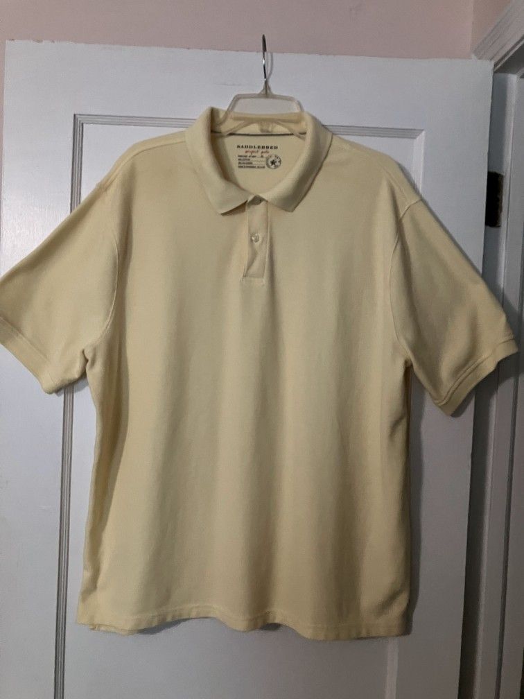 Saddlebred Perfect Polo Shirt Sleeve Collared Golf Shirt Pale Yellow