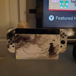 Custom Samurai And Dragon Dock And Nintendo Switch OLED With Accessories