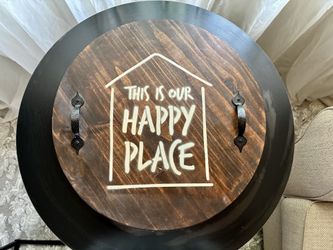 Wood round serving tray