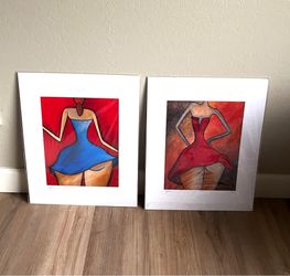2-Sexy Lady Signed Artist Prints $20 for both! Measures: 16”x20”