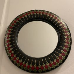Small Vintage Morrocan Leather Mirror