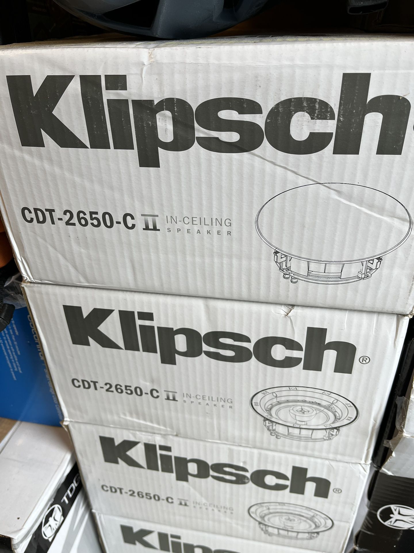 Klipsch CDT-2650 6 1/2” Angled Ceiling Speakers.  New. Dolby Atmos  Pair 