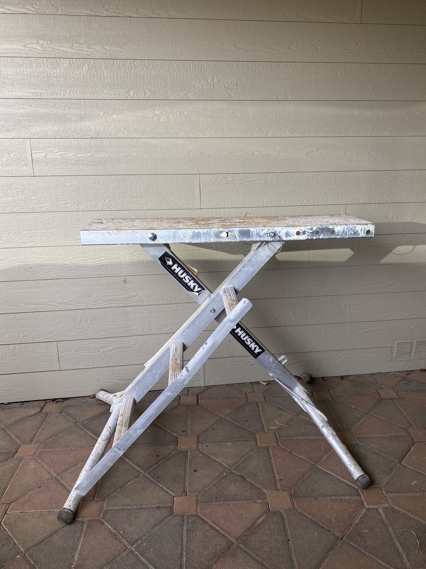 Husky aluminum portable adjustable folding work platform scaffold ...