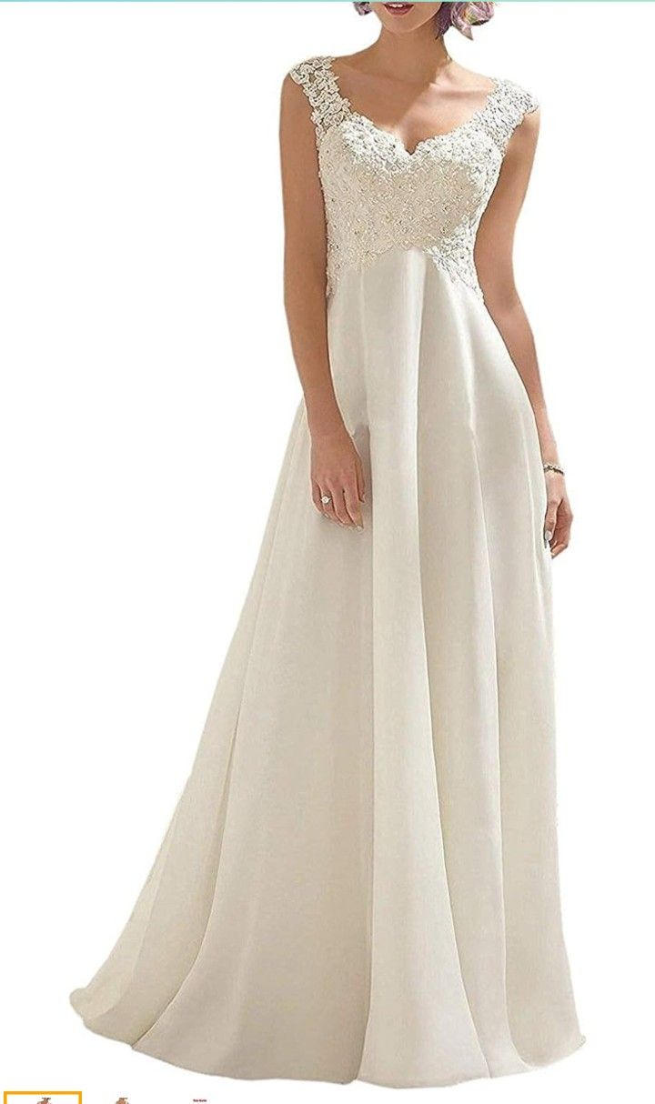 Size 8 New With Tags Wedding Dress Chiffon Material With Train